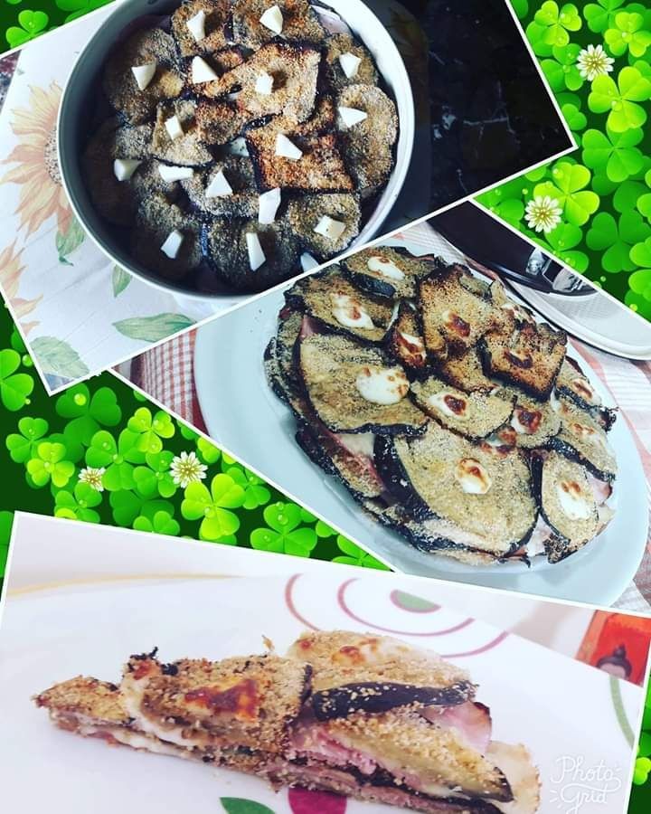 Sformato di melanzane gratinate prosciutto cotto e provola
